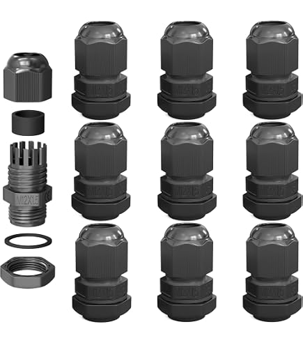 Lot De 5 Presse-étoupe PG16 Nylon - Étanche IP68, Pour Câbles 7-12mm, Avec Contre-écrou Et Rondelle, Noir