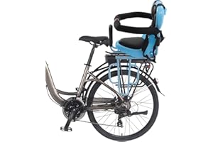 MINRS Siège enfant arrière de vélo, siège enfant de vélo avec ceinture de sécurité, siège amovible, deux garde-corps en forme de U, supports de repose-pieds pour enfants de 6 mois à 6 ans, bleu