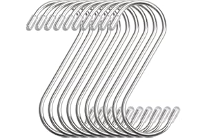 heedpeiur 10 Stück S Haken, Metallhaken Küchenhaken Fleischhaken Fischhaken für Hängekörbe, Gemüsegarten, Pflanzen, Vogelhäuschen, Edelstahl
