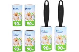‎NOBLEZA Nobleza Fusselrolle 540 Blatt, 6 Rollen mit 2 Abroller, Tierhaarentferner Fusselbürste, Extra Klebrige Fusselroller für Kleidung, Haare, Bett, Katzenhaare, Hundehaare, 90 Blatt/Rollen
