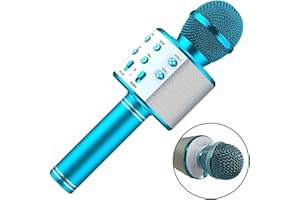 Wireless Microphone Karaoke, Small Karaoke Mic Speaker, Rechargeable Bluetooth Mic for Partys, Karaoke Machine for Adults Kids, for iPhone/PC or All Smartphone (Blue)