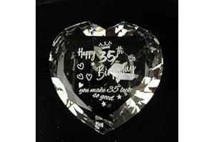 WOSHIDEFA 35th Birthday Gifts for Women,35th Birthday Gifts for Her Wife,Sister,Crystal Heart Keepsake Paperweight,35 Years Birthday Presents for Friend, Gilfriend