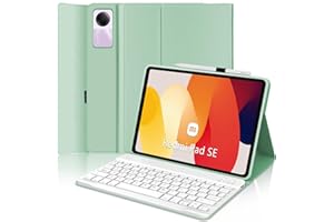 JADEMALL Funda con Teclado para Xiaomi Redmi Pad SE 11", Teclado Bluetooth Inalámbrico Desmontable Magnético con Funda Protectora Delgada para Tablet Xiaomi Redmi Pad SE 2023 11 Pulgadas, Verde Claro