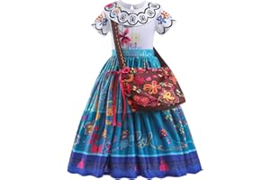 Cucudy Mirabel Costume Princess Party Dress for Girls Cosplay Madrigal Family encanto Isabela encanto Dolores Party Dresses For 4-11 Years Girls