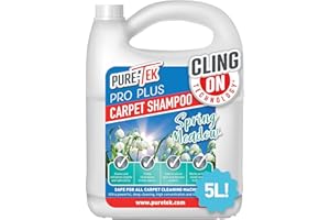 PURE-TEK Pure Tek Carpet Cleaner Shampoo 5L - Carpet Cleaner Solution for Machines, Heavy Duty Stain Remover Liquid, Deep Cleaning Detergent to Neutralise Pet Odour & Urine Stains, Works with All Machines