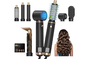 HUMILUFT Magic Styler, 5 in 1 Airstyler, 1000W Warmluftbürste Set, Haartrockner-Blasbürste mit automatischen Lockenstäben, Multifunktionales Haarstyler, 110.000 U/min, Trocknen, Locken, Glätten