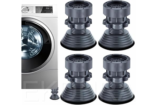 EKDHRA ENTERPRISE Washing Machine Stand Anti Vibration Pads Washer Foot Pads Dryer Heightening Pads Stabilizer Support Stand (Black Grey) -4 Pcs (Adjustment Feet)