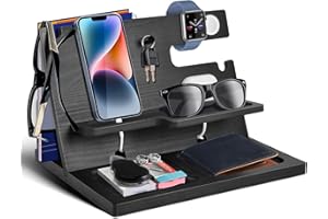 1STKER Regalos san Valentin Hombre Soporte de Carga para teléfonos móviles Carteras y Relojes Regalos para Hombre Regalos Papa Esposo Regalos dia del Padre Soporte para Movil Madera Regalo Cumpleaños Hombre