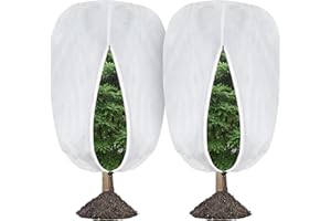 PURPLE STAR Lot de 2 housses de protection contre le gel pour plantes d'hiver – 2 x 2 m – Sacs de protection contre le gel pour jardin – Avec fermeture éclair et cordon de serrage pour protéger les plantes en pot