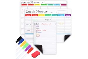 VALICAER Magnetyczna tablica suchościeralna, planer tygodniowy, planer miesięczny, dzienny, zmywalna, tablica do pisania z 6 markerami i 1 suchą gaśnicą, kalendarz magnetyczny do lodówki, planera rodzinnego,