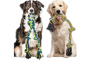 TUAHOO 2 Pack Dog Rope Toy for Large Breed Aggressive Chewers, Nearly Indestructible Chew Toy, Tough Tug of War Rope for Teeth Cleaning, Interactive Ropes
