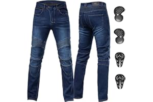 ForMTRider Jeans Moto Homme avec Armure CE,Pantalons en Denim Élastique pour Équipement de Cyclisme Toute Sais