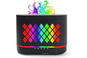 UNZIPP Diffusore Di Aromi A Fiamma Da 1000 Ml, 7 Led Effetto Fiamma, Diffusore Ad Ultrasuoni Per Oli Essenziali, Con 2 Modalità Di Nebbia, Spegnimento Automatico E Silenzioso, Per Camera Da Letto, Ufficio