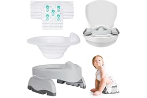POTETTE PLUS Potette Max 3-in-1 Travel Potty | Award-Winning Compact, Foldable Potty and Toilet Training Seat | Includes x3 Disposable Liners, A Reusable Liner & Carry Bag | Grey