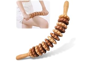 TFCIOD Rullo Massaggiante Legno, con Manico, Rullo Massaggio Cellulite per la schiena, Anti Cellulite Rullo Massaggiatore, Per Collo, Gambe, Schiena,Sollievo Dal Dolore E Rilassamento Della E Del Corpo (B)