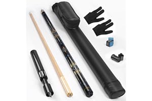 lotmusic Pool Stick with Telescopic Fiber Extension Cue,58 Inch Professional Pool Cue Stick Set with Black Pool Cue Case & Billiards Accessories