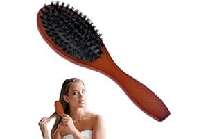 AOOWU Szczotka do włosów z włosia dzika, 100% miękkie naturalne włosie do cienkich i cienkich włosów, szczotka do włosów dla kobiet, mężczyzn, dzieci, poprawia teksturę włosów, przywraca połysk i