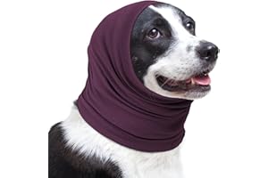 Lelepet Ohrenschutz für Hunde, Hunde Gehörschutz, Beruhigender Kapuzenpullover, Hund Ohrenschützer zur Geräuschreduzierung, Hundehals und Ohrenwärmer, Hund Ohrenpflege Lärmschutz, Dunkelrot S