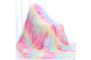 DJY Rainbow Throw Blanket Large Thick Colorful Flannel Fleece Blanket Cozy Warm for Bed Sofa Couch (130x150cm)