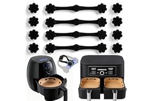 SKYYUE Magneti in Silicone per Friggitrice ad Aria, 12 Pezzi Fibbia Magnetica per Friggitrice ad Aria in Silicone Magneti Airfryer per Fissaggio della Carta da Forno e Previene Copra il Cibo (Nero)