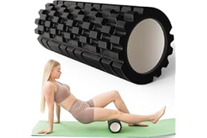 GLOSKIN Rouleau de Massage, Rouleau de Fitness avec Structure 3D pour le Massage de la Colonne Vertébrale et de tout le Corps, Rouleau en Mousse, 33 x 14 cm, pour le Fitness, Yoga, Pilates, Noir