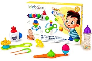 Lalaboom - Coffret Mes 1ers Jouets à Manipuler - Jouets et Perles de Motricité à assembler - Jouet d'Éveil Évolutif de 10 Mois à 4 Ans - 26 Pièces, BL600