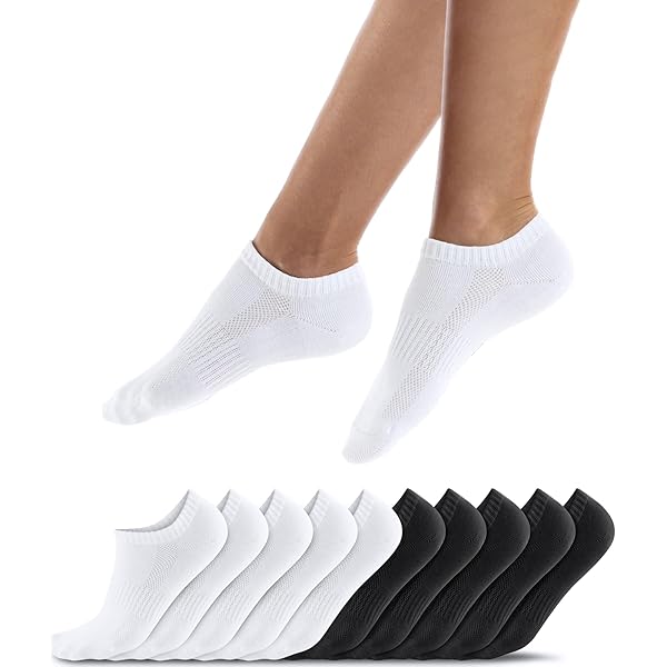 10 Paar Sneaker Socken Damen/Herren - Baumwolle Sportsocken Anti-Blasen