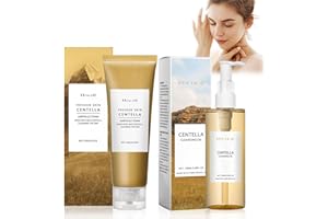 BYHSOEP 2 Pièces Centella Cleansing Oil + Centella Nettoyant Visage, Madagascar Centella Mousse, Centella Asiatica Extract, Pore Control Cleansing Oil, Pore Deep Cleansing, Convient aux peaux sensibles