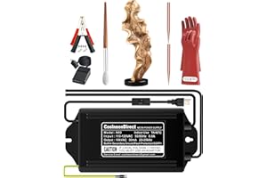 Coolneon Lichtenberg Machine Kit, Neon Sign Transformer+Rods+Clamps+Brush+Gloves+Foot Switch, Fractal Wood Burning Set, Not Led Power Supply Device Burner High Voltage 10kV 30mA, Black Transformer