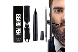 CUTIOLLY Penna per Barba Uomo,Kit Penna Barba Istantanea,Kit Matita Riempitiva per Barba Uomo,Beard Filling Pen,Riempimento Barba Impermeabile,Matita per Barba e Pennello per Barba (Nero, Kit Penna Barba-C)