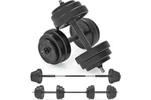 Body Revolution - Adjustable Vinyl Weights Dumbbells Set - 10kg, 15kg, 20kg, 30kg, 40kg, 50kg - Adjustable Dumbbells with Barbell Set Converter, Fitness and Strength Free Weights, Training Equipment