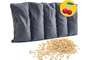 Amilian, cuscino termico con noccioli di ciliegia, 55 x 20 cm, cuscino termico imbottito con noccioli di ciliegia, cuscino per bambini e adulti, ideale come cuscino da massaggio, antracite