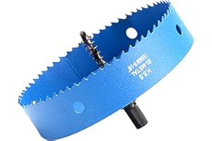IHOMEPARK Seghe a Tazza Bi-Metallica 155mm, M42 HSS Sega A Tazza Trapano Punta Elicoidale Foro per Iron Alluminio, Legno, Cartongesso, Tubi, Plastica, Pannelli di Fibra/Blu