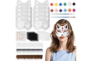 Corpower 10 Pièces Ensemble de Masque Therian, Faux Therian Mask, DIY Papier Masque Blanc pour Bricolage Déguisements Mardi Gras Party