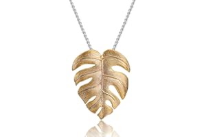 Lotus Fun S925 Sterling Silber Anhänger Monstera Blätter Anhänger mit Halskette für Frauen und Mädchen, natürlicher Aventurin, kreativer handgefertigter einzigartiger Schmuck
