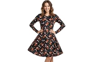 Love My Fashions Christmas Dresses for Women UK Xmas Party Costume Adult Reindeer Snowman Santa Snowflake Swing Skater Printed Novelty Tops