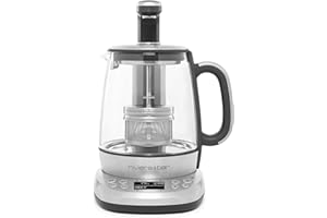 RIVIERA & BAR riviera&bar Théière Bouilloire CHA DAO EXPERT à Température Réglable - Verre Trempé et Inox, Mode Silencieux, Infusion Thé Optimale, Écran LCD, Programmes Personnalisables - 1,5L - Inox