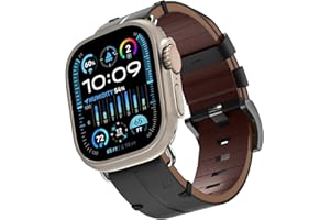 BOJYS Skórzany pasek do Apple Watch Ultra 2 49 mm, prawdziwa skóra Vintage Bransoletki pasek zastępczy do iWatch Ultra 49 mm 46 mm 45 mm 44 mm 42 mm Seria 10 9 8 SE2 7 SE 6 5 4 3 2 1