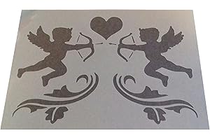 SOLITARYDESIGN Shabby Chic Stencil Cherubs Heart Rustic Mylar Vintage A4 297x210mm Wall Art French Flourish