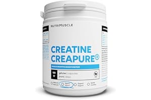 Créatine 100% Pure | Créatine monohydrate Creapure® • Prise Masse Musculaire& Force • Musculation Homme • Complément Idéal à la Whey Protéine | Nutrimuscle | 120 Gélules