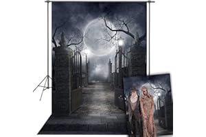BINQOO Halloween-Hintergründe, 1,8 x 2,4 m, Halloween-Wand-Szenen-Szenen-Setter für Halloween-Party-Dekoration, Spukhaus, Mondlicht, Kürbis, Fledermaus-Hintergrund für Fotografie,