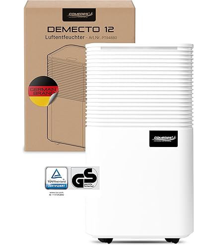 EasyAcc Elektrische luchtontvochtiger - 1200 ml, ultrastil en automatische uitschakeling, 7 LED-kleuren, draagbaar voor thuis, kledingkast, badkamer, kast, camper, slaapkamer, garage - grijs en wit