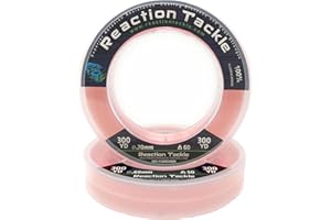 Reaction Tackle Línea de pesca de fluorocarbono 100% puro, alta resistencia, resistente a la abrasión, hundimiento rápido, prácticamente invisible, con sensibilidad añadida, ideal para línea líder de