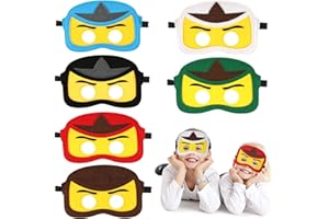 Gloryit 6 maska samurajska dla dzieci, filcowe maski superbohatera, elastyczny sznurek, maska na oko, maska na oko, filc dla dzieci, do cosplay, wojownika, artykuły imprezowe, Halloween
