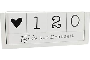 MIK FUNSHOPPING Calendario de cuentas anuales de madera con barra temática – Calendario de mesa permanente de año – Recuento de días sin espacios hasta 432 días para bodas, cumpleaños, exámenes y más (blanco)