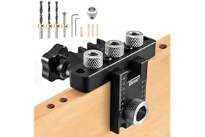 Vusddy Szablon do wiercenia otworów kieszonkowych, zestaw 3 w 1, z wiertłem 8/10/15 mm, kołek rozporowy Woodworking, prowadnica wiertła do wiercenia o grubości 0-52 mm