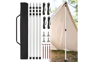 Daromigo Barra telescópica telescópica de aluminio ajustable de 90 a 230 cm, barras telescópicas para tienda de campaña, con bolsa de almacenamiento para toldo, caravana, camping, lona