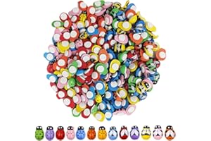 Wooden Bees Ladybugs Set, 200 Pack Mini Flatback Self-Adhesive Wooden Bees & Ladybugs Embellishments Kit for Crafts Scrapbooking Cardmaking DIY Ornaments Party Decoration by RuiChy