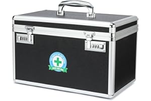 HEWEI WORKS Medication Lock Box With Combination - Lockable Medicine Storage, Empty First Aid, Security Lock, Medical Organizer, Multipurpose Locking for Home and Outdoor (Black, X-Large)