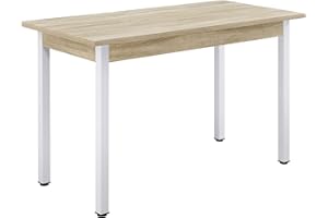 [en.casa] Tavolo da Pranzo Rettangolare 120 x 60 cm con Gambe in Acciaio Tavolo da Cucina Fino a 4 Posti in Design Moderno - Effetto Rovere/Bianco